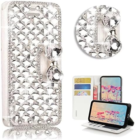 STENES Huawei Mate 10 Lite Caso - Stylish - 3D Bling Handmade Bling Crystal Square Lattice Wallet Slots de cartão de crédito