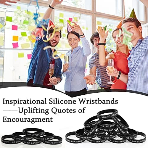 48 peças Pulseiras de silicone motivacionais pulseiras inspiradoras de borracha de pulseiras unissex para homens adolescentes