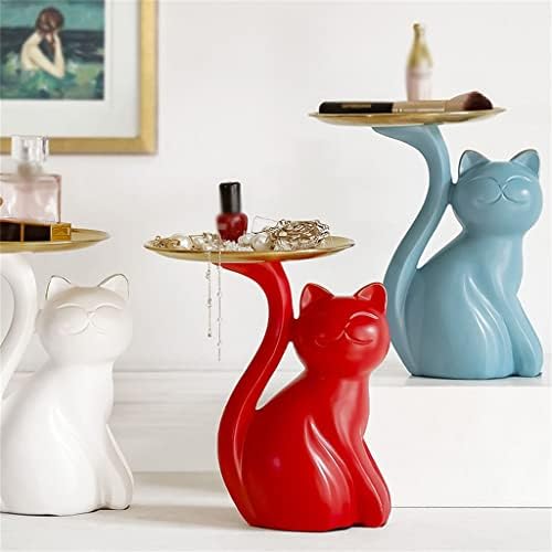 Bandeja de armazenamento de figuras de gato de Walnuta Exibir artesanato resina de placa de fruta Garnings Decoração de decoração