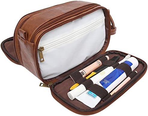 Bolsa de higiene pessoal para homens, bolsas de couro para viajar, kit de produtos de higiene pessoal de grandes viagens do Kit