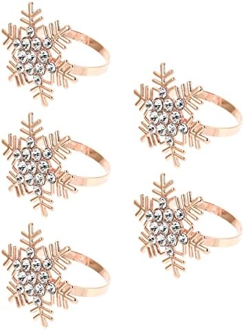 Guardanapos brancos de cabilock rosa rosa ouro de floco de neve anéis: shinestone snowflake anel guardana