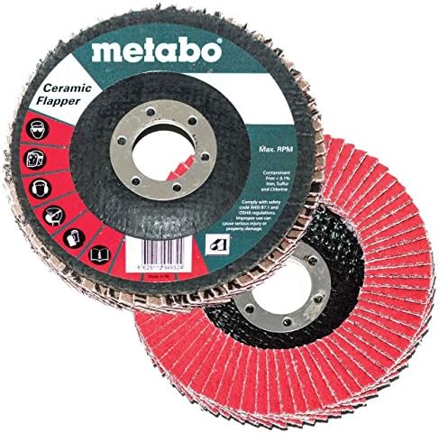 Metabo 629500000 6 x 7/8 Flapper de cerâmica Abrasives Flap discos 60 Grit, 10 pacote