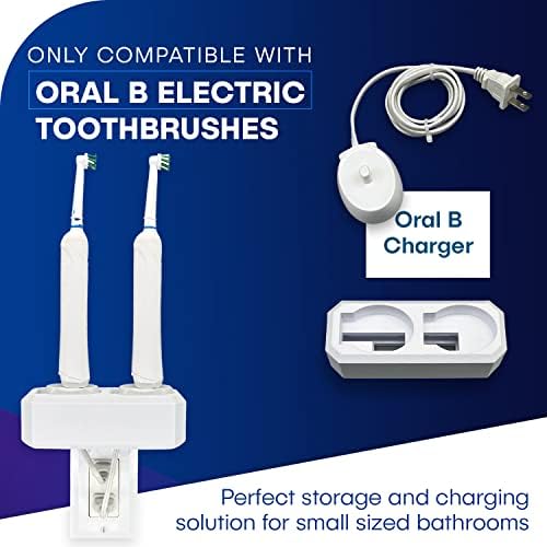 Suporte de escova de dentes elétrico de design hoyt, montagem na parede, compatível com oral-b, mantém 2 carregadores, monta apenas