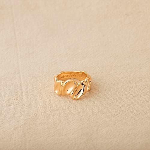Anel côncavo de ouro de Gnirtsi para mulheres Twisted 14K Gold Gold Minimalist Stack Band Band Finger Jóias Tamanho 6-8