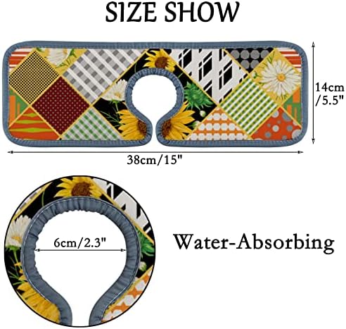 Torneira de cozinha absorvente tapete 3 peças Girassóis de girassóis Chamomile Gernament Torneira Countre de banheiro