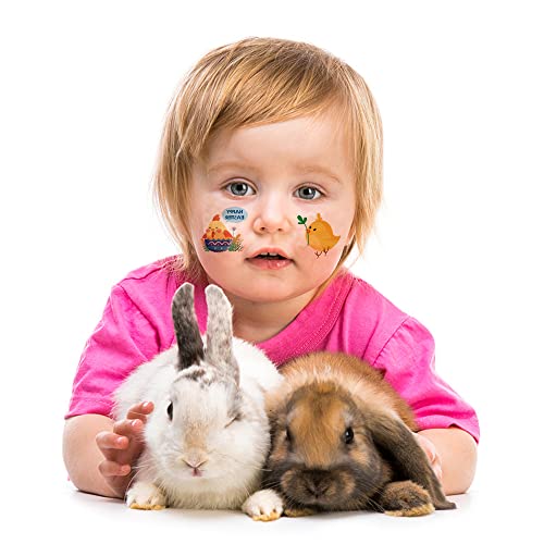 Adesivos de tatuagem de Páscoa para crianças, coelho de páscoa coelho de tatuagens temporárias de rosto