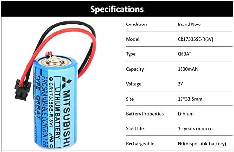 CR17335SE-R/3V Q6BAT PLC 3V 1800mAH Bateria de íons de lítio para Mitsubishi Q25PRHCPU Q170HBATC QNS FANUC Sistema