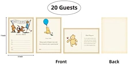 20 convidados convites Winnie com envelopes clássico The Pooh Baby Shower Convites