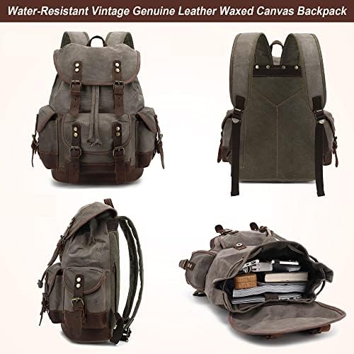 HUACHEN VINTAGE VINTAGE EXATILIADO EM MACATA DE CAURA E CAUSA: Mochila espaçosa durável para homens e mulheres, perfeita para viagens, caminhadas e vida universitária