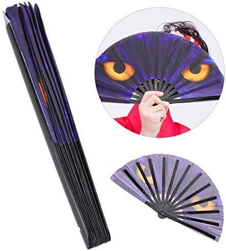 Fã de Kung Fu de Kung Fu Ocha de Coruja, Owl Eye Kung Fu Fã de Bambu Bambu Fan para Halloween Christmas Decoration Gift