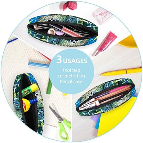Caixa de lápis de Guerotkr, bolsa de lápis, capa de caneta, bolsa de caneta, bolsa de lápis pequena, padrão de peixe com tartaruga de animais oceânicos Padrão azul