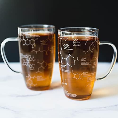 Greenline Goods Chemistry Chemistry Cups de chá de vidro - 18 oz de copo de copo de copo de copo de chá - gravado com moléculas de química