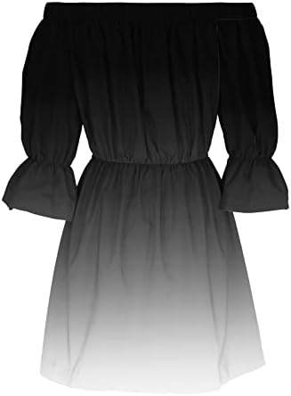 Vestidos de verão femininos de lmdudan 2023 Off of ombro manga de cor de cor sólida vestido de mudança de cor casual Uma linha