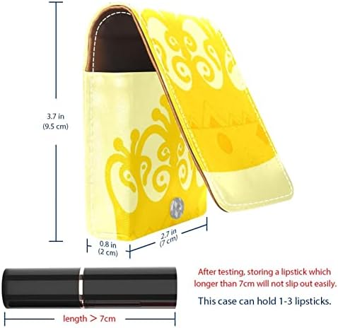 Bolsa de batom de batom de maquiagem de oryuekan com espelho portátil de armazenamento de armazenamento portátil de armazenamento de armazenamento labial de armazenamento de brilho, ornamentos cartoon amarelo