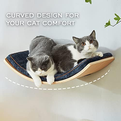 PLATA DE CAT LIORCE com confortável almofada de gato - cama de gato moderna curva - Lotus folha design de gato poleiro de parede - móveis de gato montados na parede para dormir, brincar, escalar e relaxar