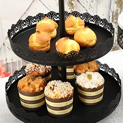 Conjunto de 6 bolo preto Stands Cakes Pedestal Soberma de Pedestal Display Cupcake Holder Candy Fruit Soberts Decoração do prato para
