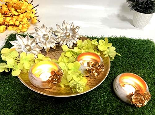 Peça central da mesa indiana Metal Decorative Urli Sett Pot para Floring Flor and Velles Showpiece da Indian Collectible