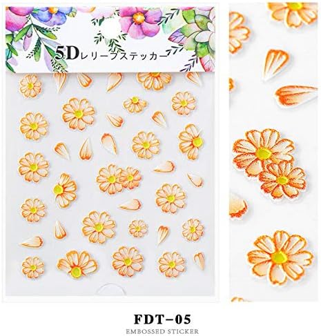 Pregos de outono design unhas adesiva de unhas decalques de flor de flor de florestas com folha de folha em fólo 5d tiras de unhas de