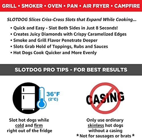Slotdog - Ferramenta de fatia de cachorro -quente - lâminas de cortador de aço inoxidável para cozinha, grelhar, utilização de acampamento e quintal para churrasco externo - 10 polegadas - vermelho