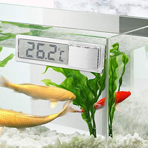 Requintado pequeno 3d lcd eletrônico transparente digital tanque de peixe aquário termômetro