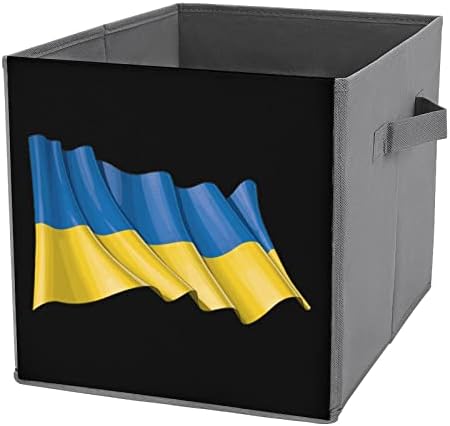 Ucrânia bandeira de bandeira colapsável bins de armazenamento cubas cubas cobras com alças para carro de escritório em casa