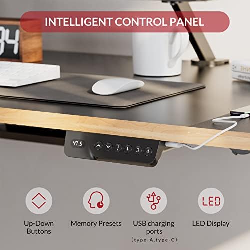 Sanodesk Dual Motor Hight Desk ajustável 63 polegadas, mesa de pé elétrico/W portas de carregamento USB, mesa de stand