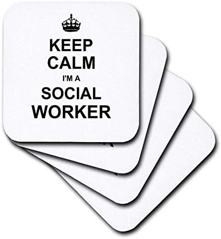 3drose mantenha a calma, sou um assistente social - Orgulho do Job - Profissão Funny Profession Gift - Coasters macios, conjunto de 8