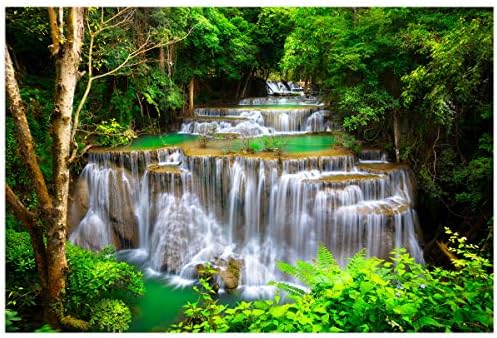 Victories Aquário Aquário Tanque de peixes Cenário de adesivo Cenário de capa de água na floresta da natureza tropical, Decalques de papel de parede de papel de parede do adesivo de PVC