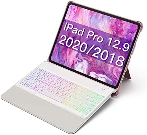 INATECK IPAD Caixa de teclado para iPad Pro 12,9 polegadas 2020 - iPad Pro 2018 12,9 com centenas de backlits - teclado de tablet RGB - Kickstand flexível estável - KB02006 Pink
