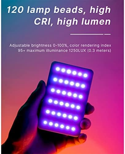 Lepsjgc RGB Video Light With Screen Difguser Mini Câmera Monitor RGB Smartphone Light Light