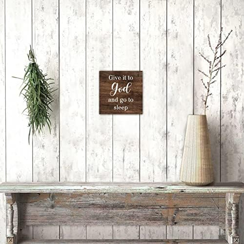 Placa de paletes de madeira rústica Dê a Deus e vá dormir de madeira vintage de madeira bem -vinda na placa de parede de parede