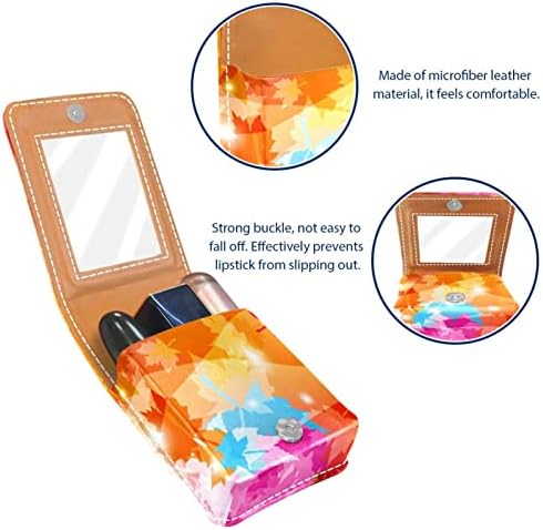 Mini estojo de batom com espelho para bolsa, folhas de bordo coloridas organização portátil de caixa