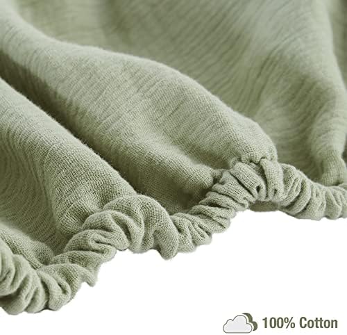 Posenpro muslin encaixou lençóis de berço de algodão para meninas de meninos, lençóis de cama de cor sólida para colchões de berço e criança padrão, 28 x52 x8 , verde