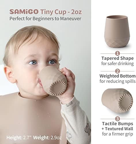 Utensílios de bebê de silicone samigo - colheres auto -alimentadas e copa de treinamento minúsculo - suprimentos