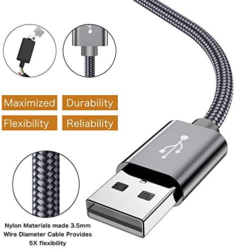 Cabo USB C curto, carregador USB tipo C Nylon trançado o cabo de carregamento rápido compatível com Samsung Galaxy S10+
