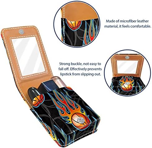 Caixa de batom de maquiagem para o organizador de batom portátil de basquete externo com Mini Mini Makeup Bag de Mirror Ladies leva até 3 batom
