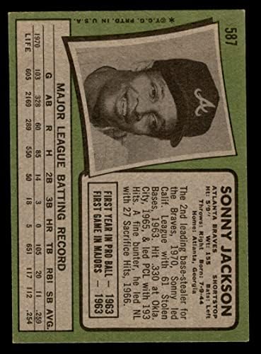 1971 Topps # 587 Sonny Jackson Atlanta Braves VG/Ex+ Braves
