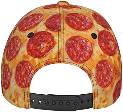 3D Pizza Pepperoni Baseball Cap Snapback Hat para homens e mulheres com faixa de cinta de cabeça ajustável, chapéus de Bill Flat Bill