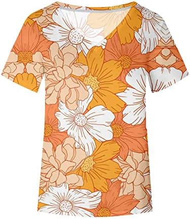 Tamas de tshirts de manga curta feminina, mulheres de verão Vintage Tops elegante gráfico de túnica solta camisetas de decote