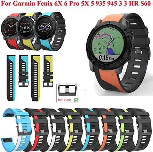 TIOYW 22 26mm Colorido Quickfit Watch tiras para Garmin Fenix ​​7 7x Silicone EasyFit Watch Watch
