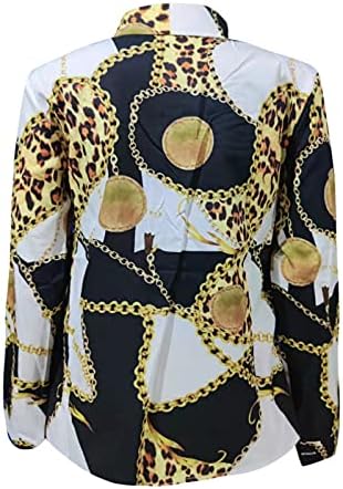 Blusas coloridas de túnica feminina camisetas de botão de botão de manga comprida tampas de tampas de tampas florais de colarinho