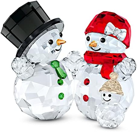 Família Swarovski Crystal Snowman, cristal claro com características de cristal colorido, da coleção de ornamentos alegres