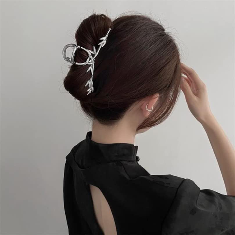 Mulher prata bambu metal clipes de cabelos mulheres garras de cabelo da moda barretas de cabelo acessórios de cabelo