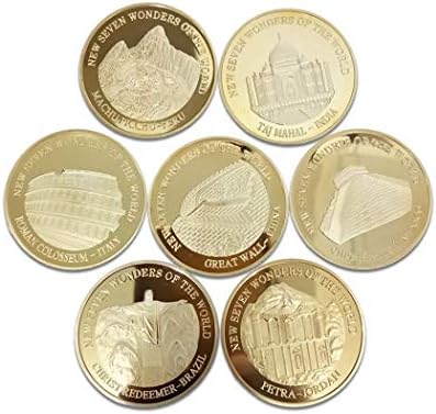 Kocreat Seven Wonders of the World Commemorative Gold Coin Tourism Collection Moeda Lucky Badge-Liberty Morgan Coin Freedom Hobo Coin Desafio Coin Machu Picchu-Peru