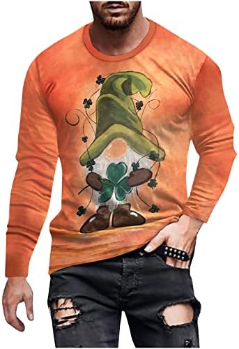 Moletom masculino St.Patrick Day de Manga Longa de Manga Longa Camisa Crew Jumper Top Henley Shirt Slim-Fit Tee Sports