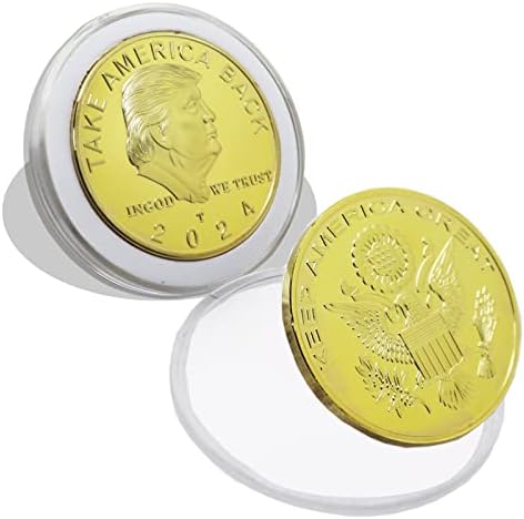 Desafiar moedas com caixa de moedas, duplo lado 2024 Trump Challenge Coins, cápsulas comemorativas de moedas para material de liga de 40 mm