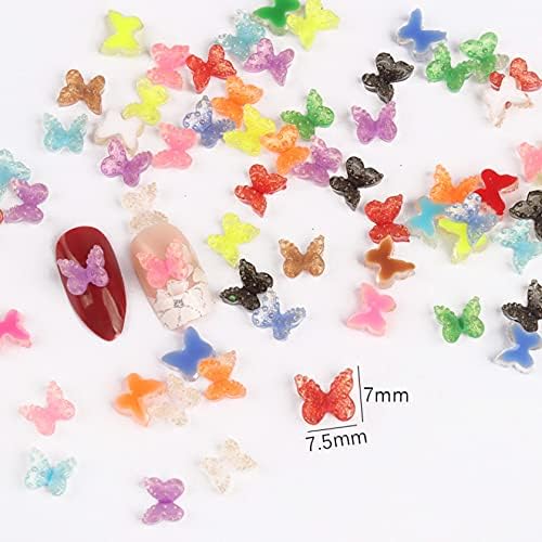 Waazi 100pcs 3d unhas diy art moda mix color resin butterfly unha art artm strass decorações