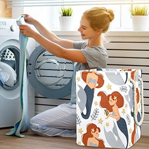 Incomer sereia impressão de lavanderia grande cesto de roupas prejudiciais à prova d'água cesta de roupas para roupas de brinquedos,