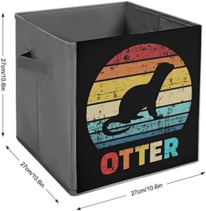 Lontra com cores de arco -íris caixas de armazenamento dobráveis ​​Printd Fabric Cube Cobs com alças para brinquedos de