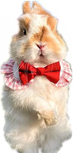 Bandana xadrez de colarinho de roupas de coelho com decoração de borboleta lenço de babador ajustável com fivela de segurança, traje formal de roupas de coelho para coelhos gatos gatos de cachorro chinchilla chinchilla porquinho
